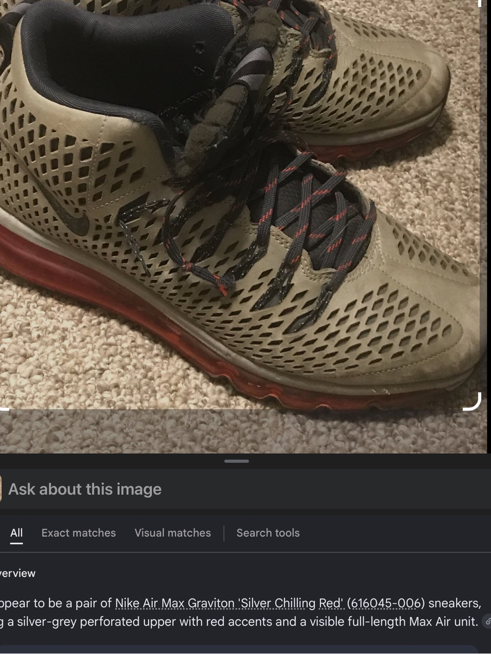 Nike Olive Green Perforated Sneakers with Red Sole